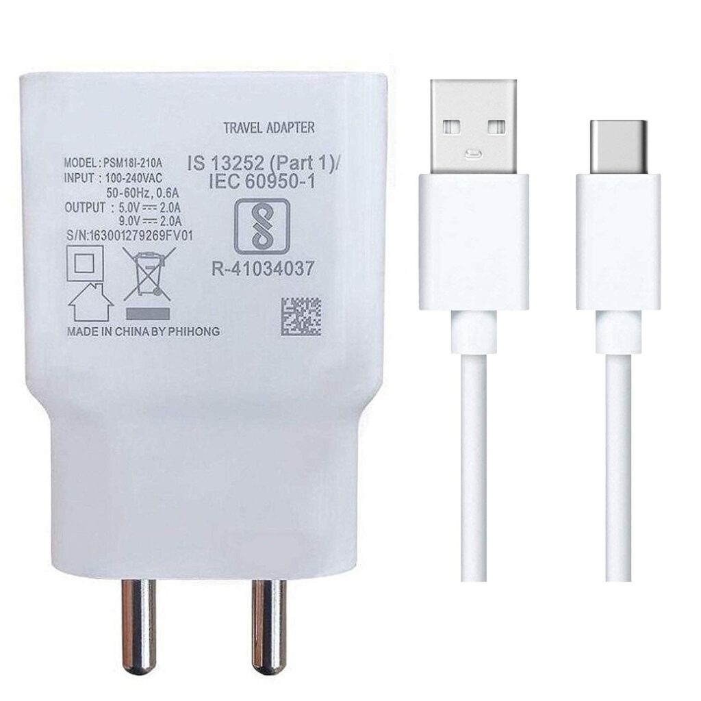 Type C Charger for Samsung Galaxy F12 Original Adopter Super Fast Quick Charging Smart IC Technology with 1m Type C USB Data Cable (White, VO, SE.AF2)