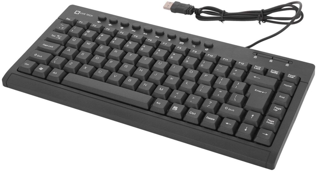 Live Tech KB04 Mini Multimedia Spill-Resistant USB Wired Slim Keyboard with Big Keys Having Million keystrokes for Laptop/Desktop (Black)