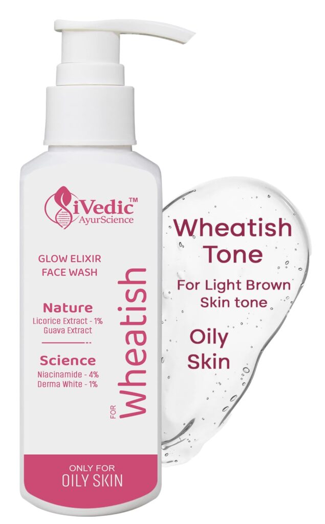 iVedic AyurScience Skin Brightening Face Wash Cleanser for Women and Men (4% Niacinamide, 1% Derma White & 1% Licorice Extract) Removes Tan For Even Skin Tone - Only Suitable for Oily Skin - 150 ml