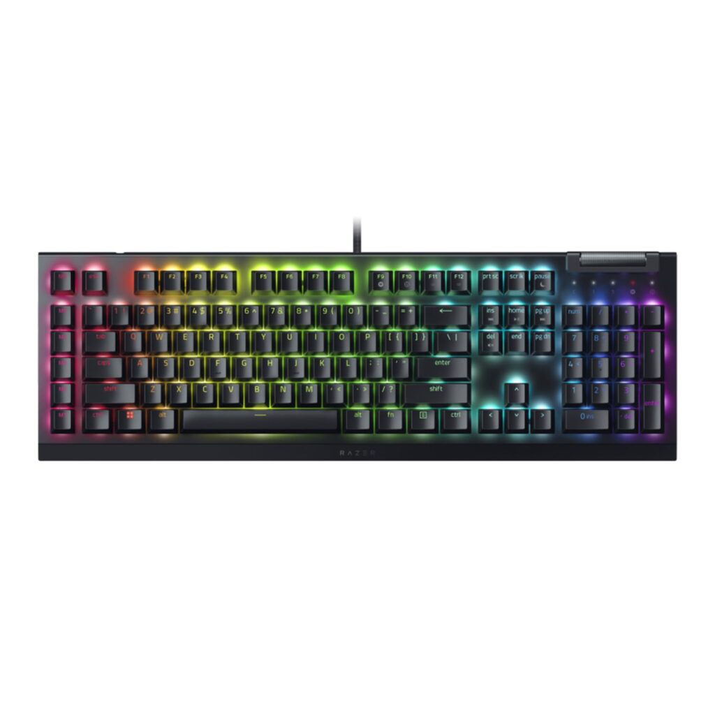 Razer BlackWidow V4 X -Green Switch 6 Dedicated Macro Keys I Multi-Function Roller and Secondary Media Keys I Mechanical Gaming Keyboard Chroma RGB- Black - RZ03-04700100-R3M1