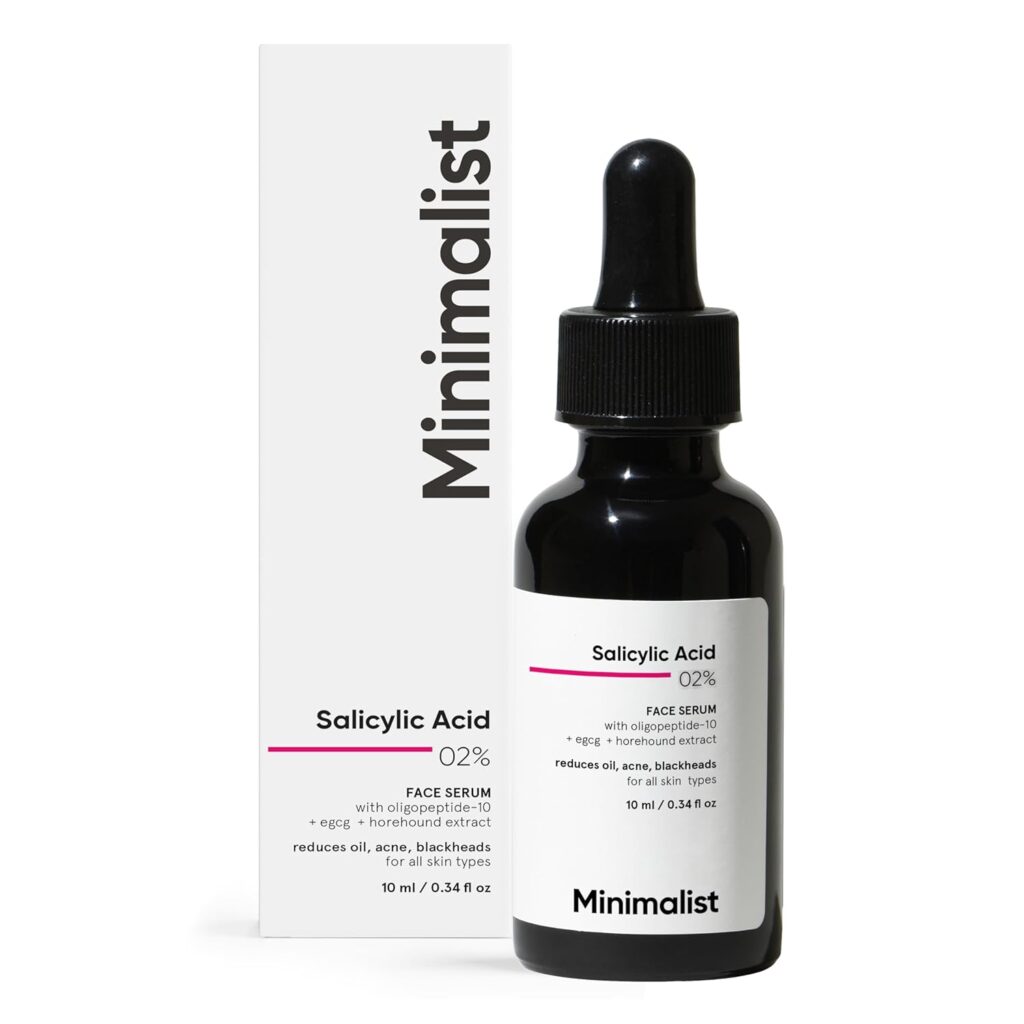 Minimalist Anti-Acne 2% Salicylic Acid Face Serum for All Skin Types | Reduces Blackheads,Oiliness, Excess Oil & Bumpy Texture | BHA Based Exfoliant | 10ml