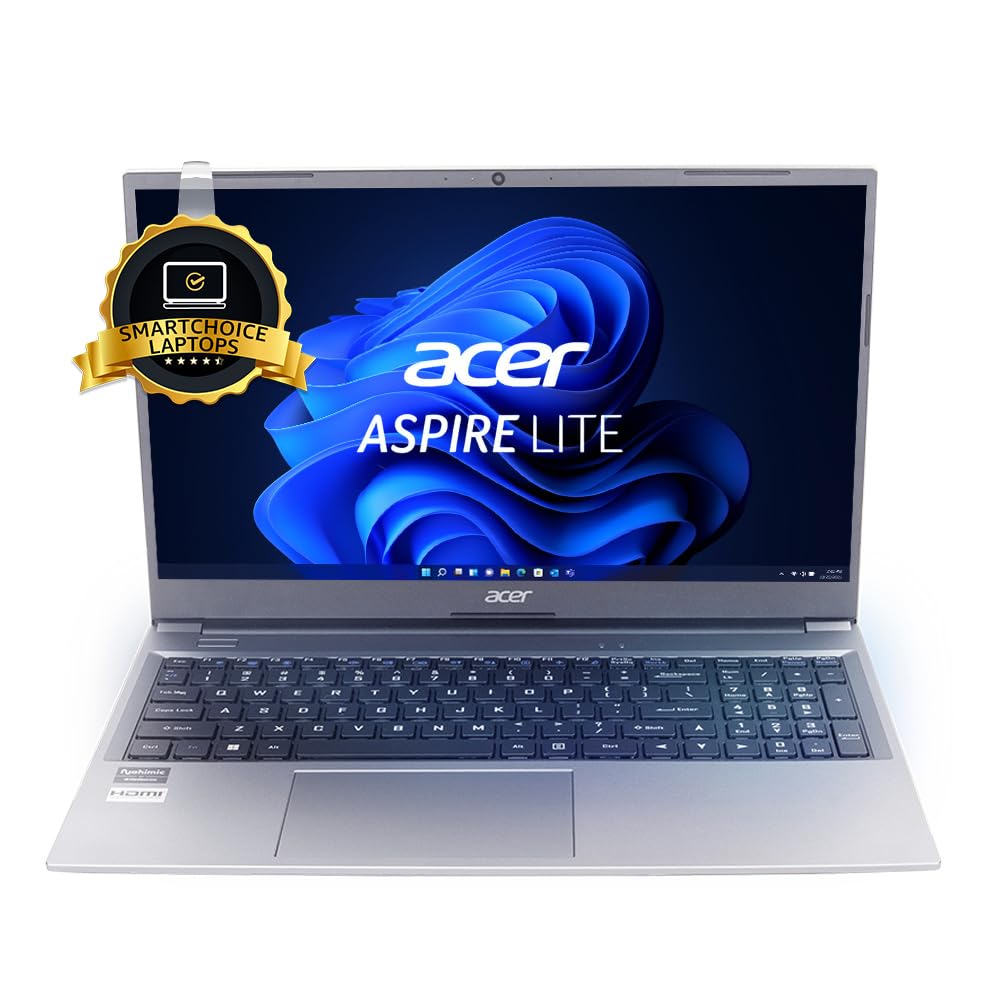 Acer Smartchoice Aspire Lite, AMD Ryzen 7 5700U, 16GB RAM, 512GB SSD, Full HD, 15.6"/39.62cm, Windows 11 Home, MS Office, Steel Gray, 1.6KG, AL15-41, Metal Body, Premium Thin and Light Laptop