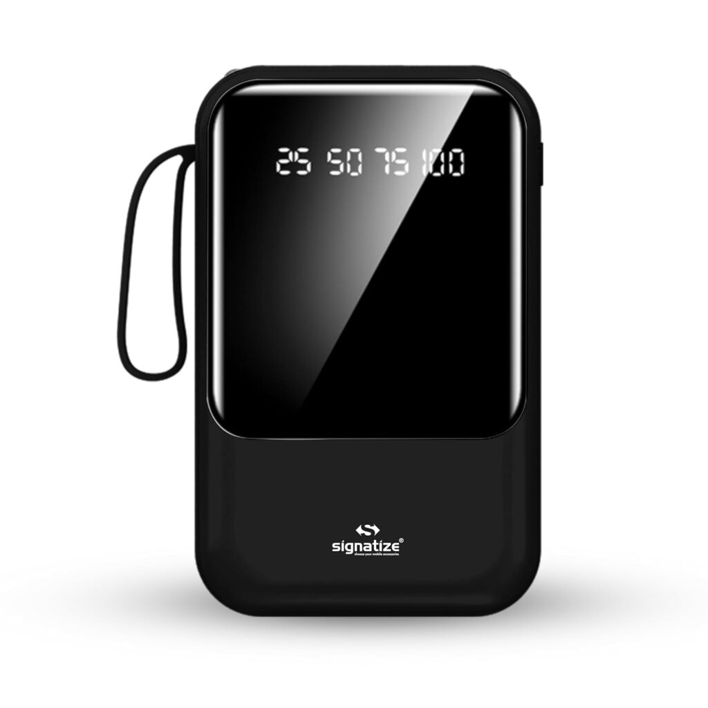 Signatize 10000mAh Power Bank, 22W Fast Charging, LED Display, Multiple USB Ports, Smart Chip Technology (Black)