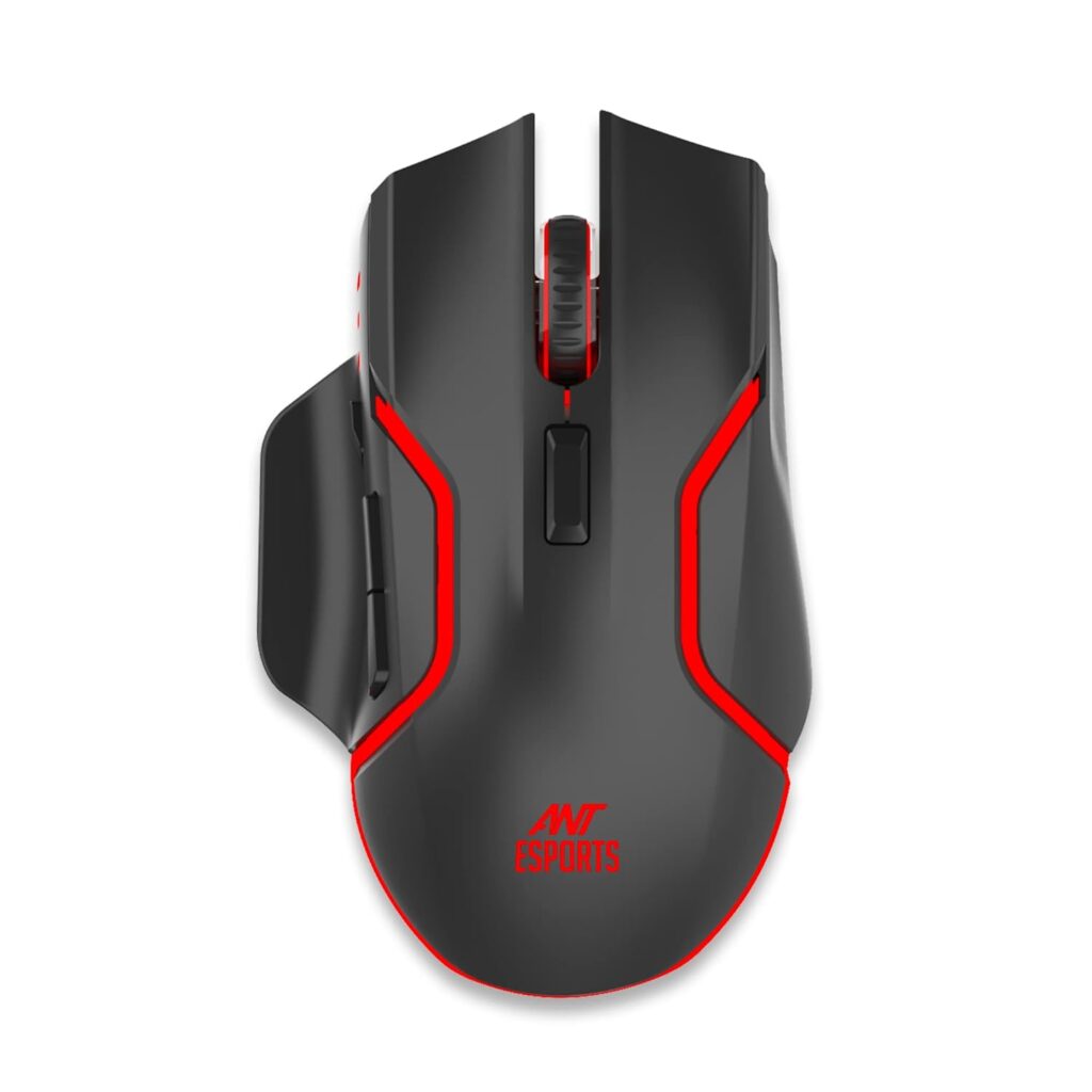 Ant Esports GM320 Pro Optical Wireless Gaming Mouse with RGB LED Backlit Lighting, 3200 DPI Optical Sensor, Type- C Charging Port - Black