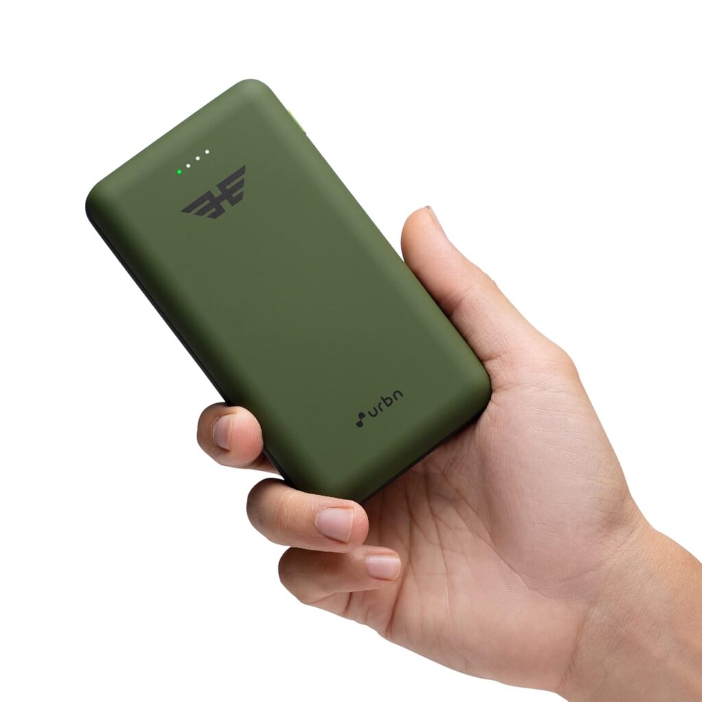 URBN Lithium_Polymer 20000 mAh 22.5W Super Fast Charging Ultra Compact Power Bank with Quick Charge & Power Delivery, Type C Input/Output, Made in India, Type C Cable Included (Camo)