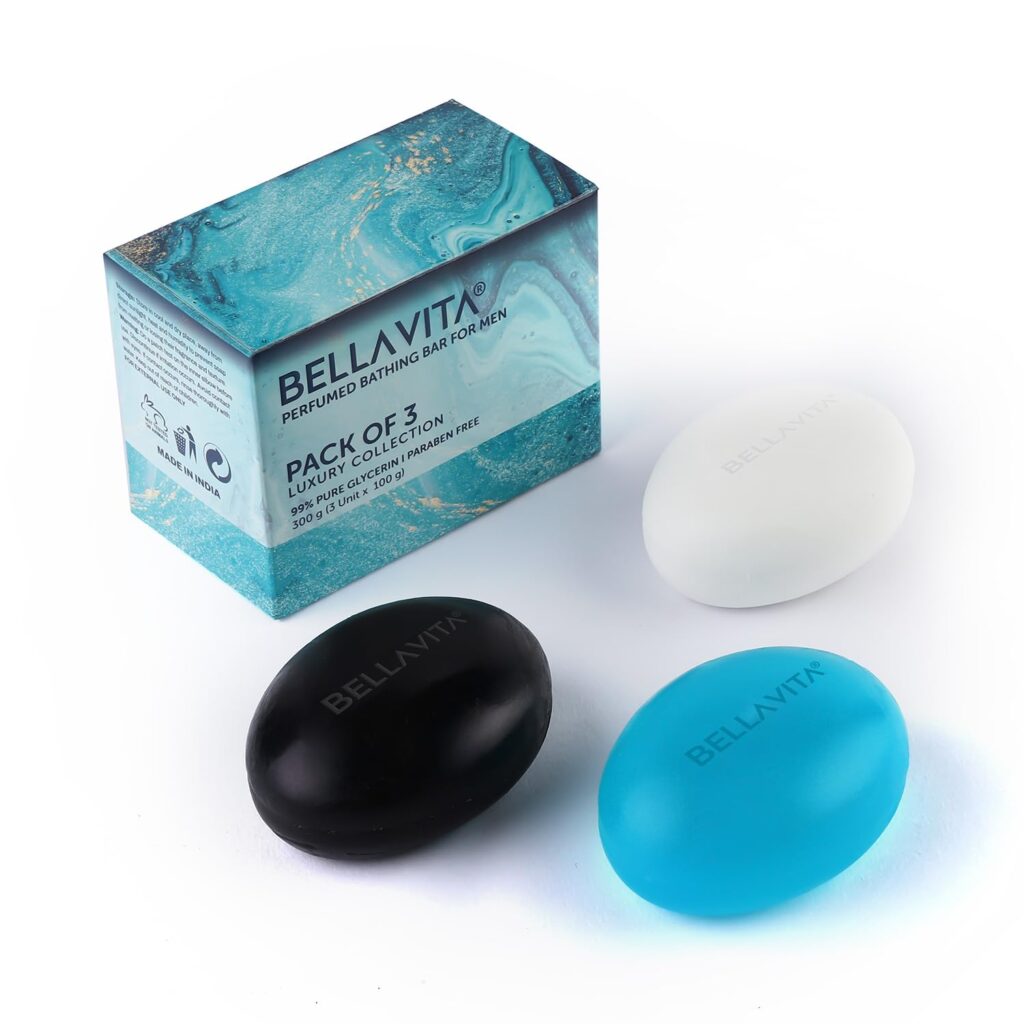 BELLAVITA Perfume Bathing Soap Bar for Men 3 x 100Gm with Pure Glycerin for Glowing Skin | Paraben Free