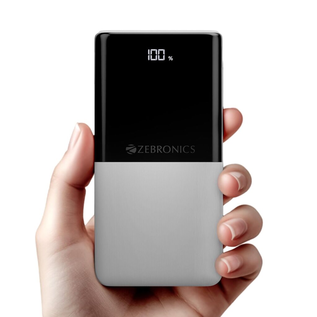 ZEBRONICS EnergiPod 10R1, Power Bank, 10000 mAh, 22.5W Super Fast Charging PD 3.0 (PPS), Dual Type C & USB Port, LED Percentage Indicator, for iPhone, Android, Tablets, Airpods (White)