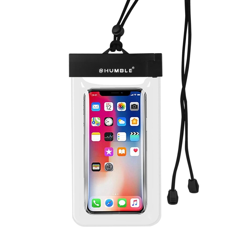 HUMBLE PVC Universal Waterproof Phone Case,IPX8-Rated,Fits Smartphones Up to 7.2" Ideal for Beach,Swimming & Boating,with Adjustable Lanyard for Underwater Photography & Video RecordingÂ–Transparent