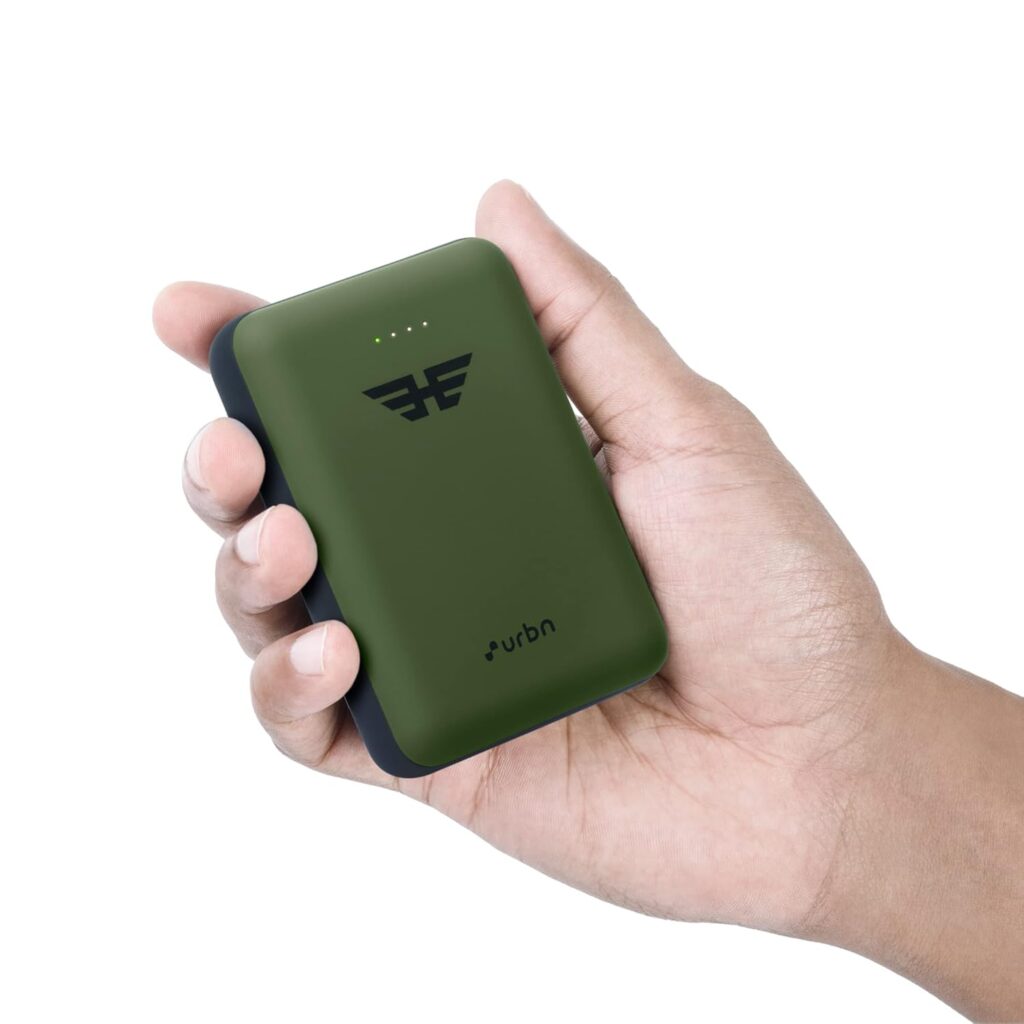 URBN Lithium_Polymer 10000 mAh 22.5W Super Fast Charging Ultra Compact Power Bank with Quick Charge & Power Delivery, Type C Input/Output, Made in India, Type C Cable Included (Camo)