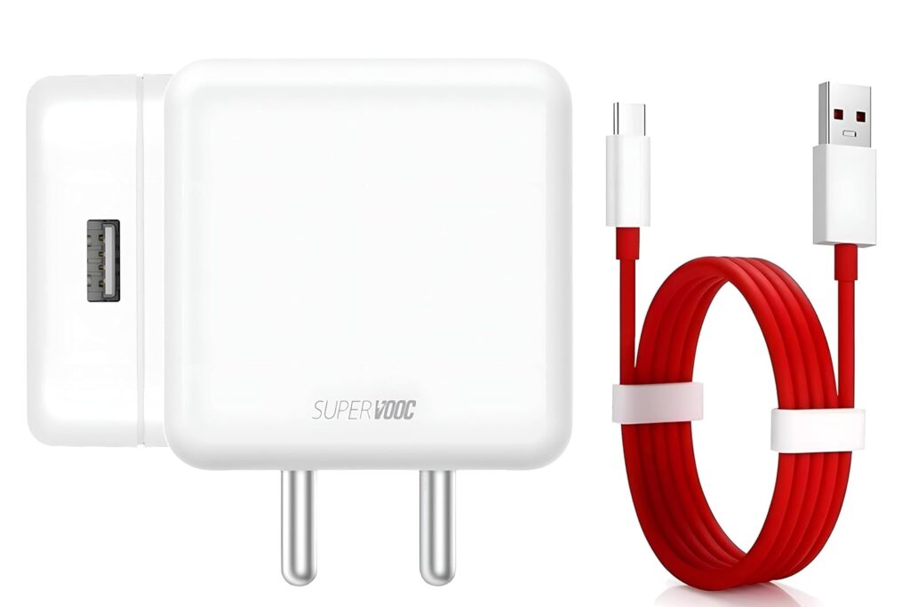 TOPGO 80W Supervooc Charger with Type C Cable 100 Cm Compatible with OnePlus,Infinix,Realme,Redmi,Nothing,Oppo,Pixel & Other Smartphones | C Type Charger Supports Super Dart,Vooc,80 W Charger,White