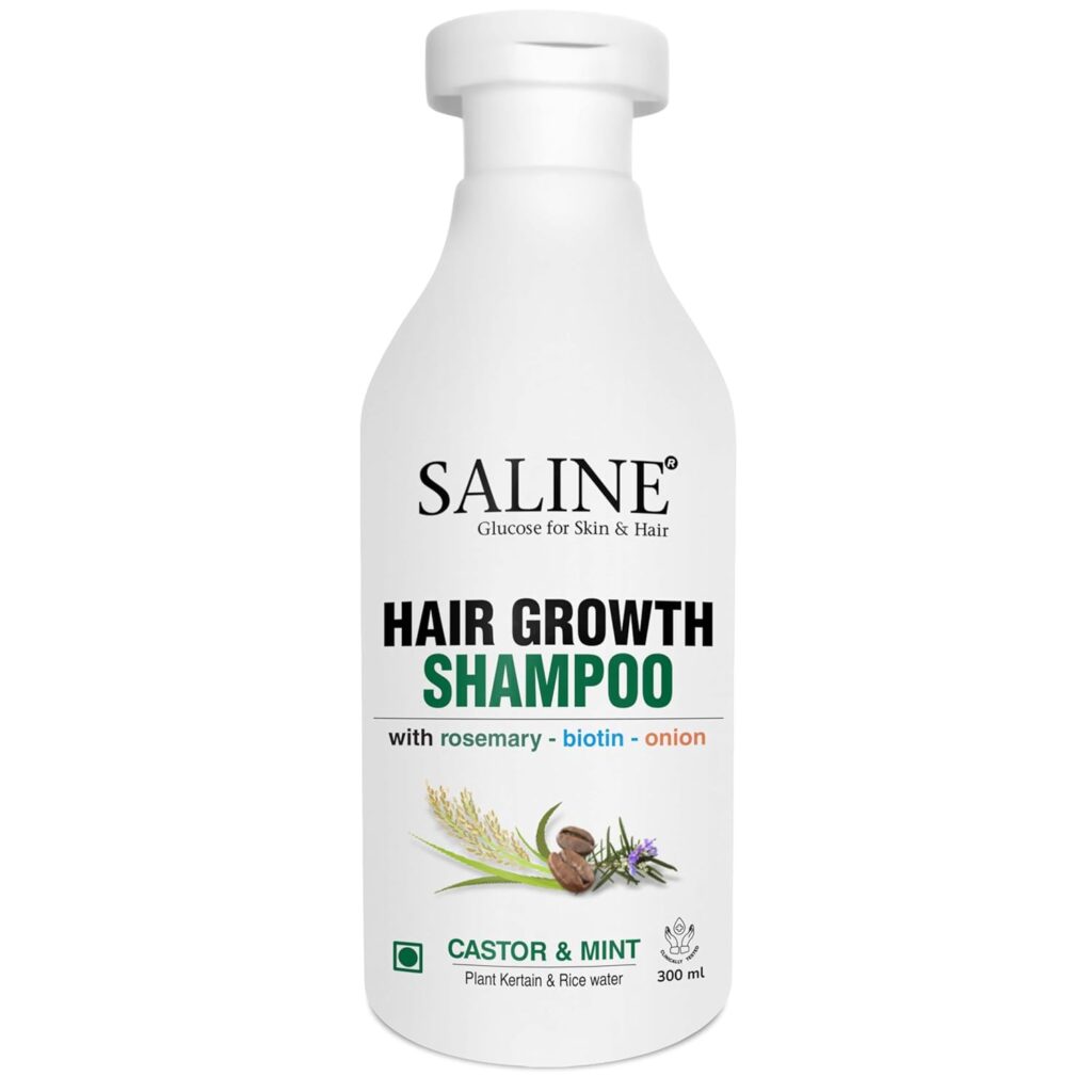 SALINE Hair Growth Shampoo With Rosemary Oil, Biotin, Onion Oil 300ml - Natural Hair Strengthening & Thinning Solution With Amla, Reetha Extract, Wheat Protein - Sulfate-Free