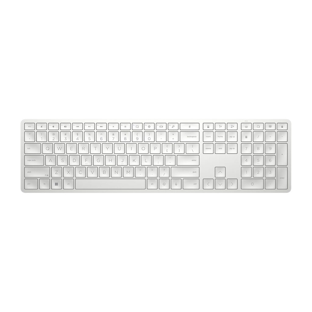 HP 970 Creator Keyboard, Wireless and Multi-Device with 20 programmable Shortcut Keys, Backlit with sensors, up to 6 Month Battery, AES encrypted, 3Y Warranty, 0.67 kg, Silver