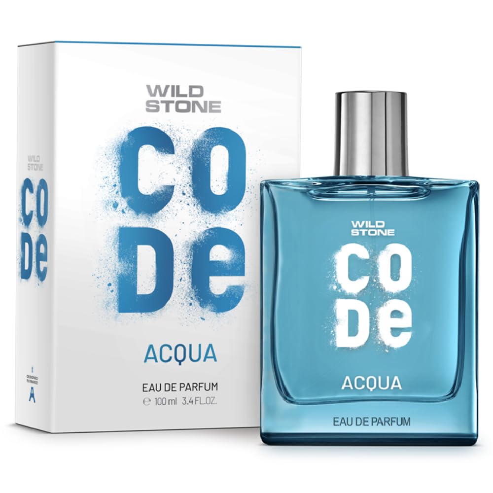 Wild Stone CODE Acqua Perfume for Men, 100ml l Long-Lasting Eau De Parfum having Fresh & Oceanic Vibes with Marine, Musk, Amber, and Patchouli Notes|LuxuryMen EDP Perfume