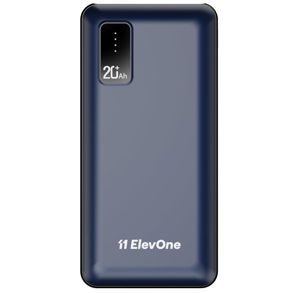 ElevOne by Ambrane 20000mAh Power Bank with 10.5W Fast Charging, Dual USB Output, Made in India, Multi-Layer Protection, Wide Compatibility, Stylish & Compact Design + Type-C Cable (Rapid 20, Blue)