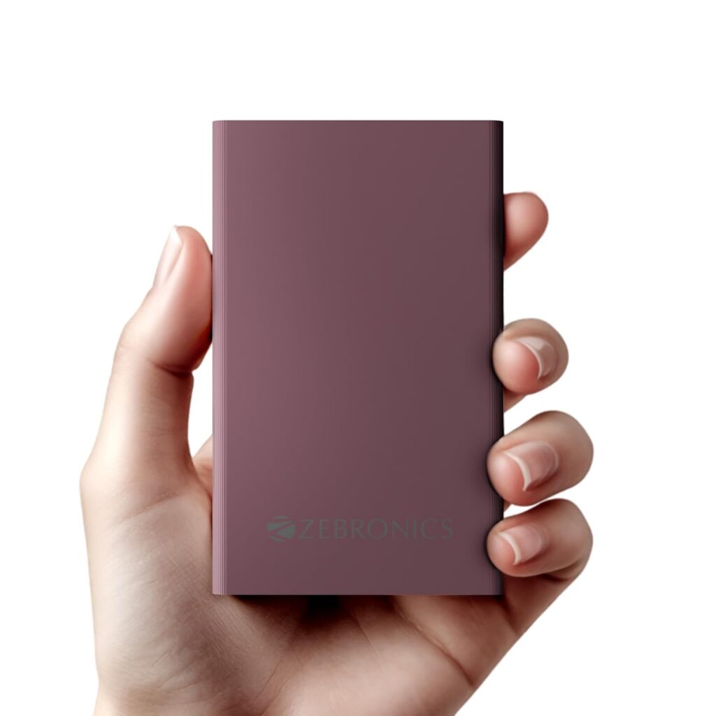 ZEBRONICS EnergiTank 10MR1, Metal Power Bank, 10000 mAh, 22.5W Super Fast Charging PD 3.0 (PPS), Sleek & Stylish, Type C & USB Port, LED Indicator, for iPhone, Android, Tablets, Airpods (Raspberry)
