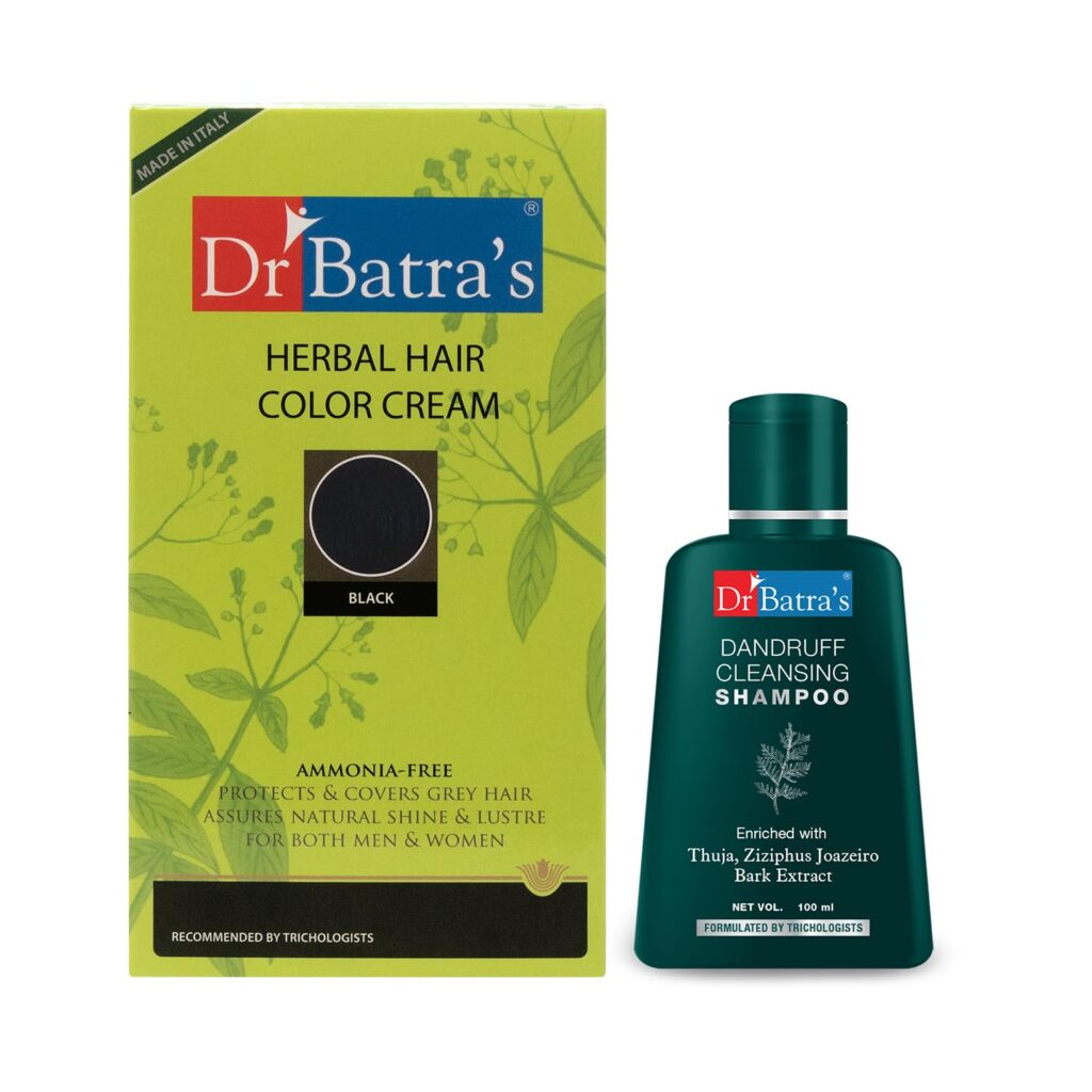 Dr Batra's Natural Herbal Hair color,Black and Dandruff Cleansing Shampoo 100 ml
