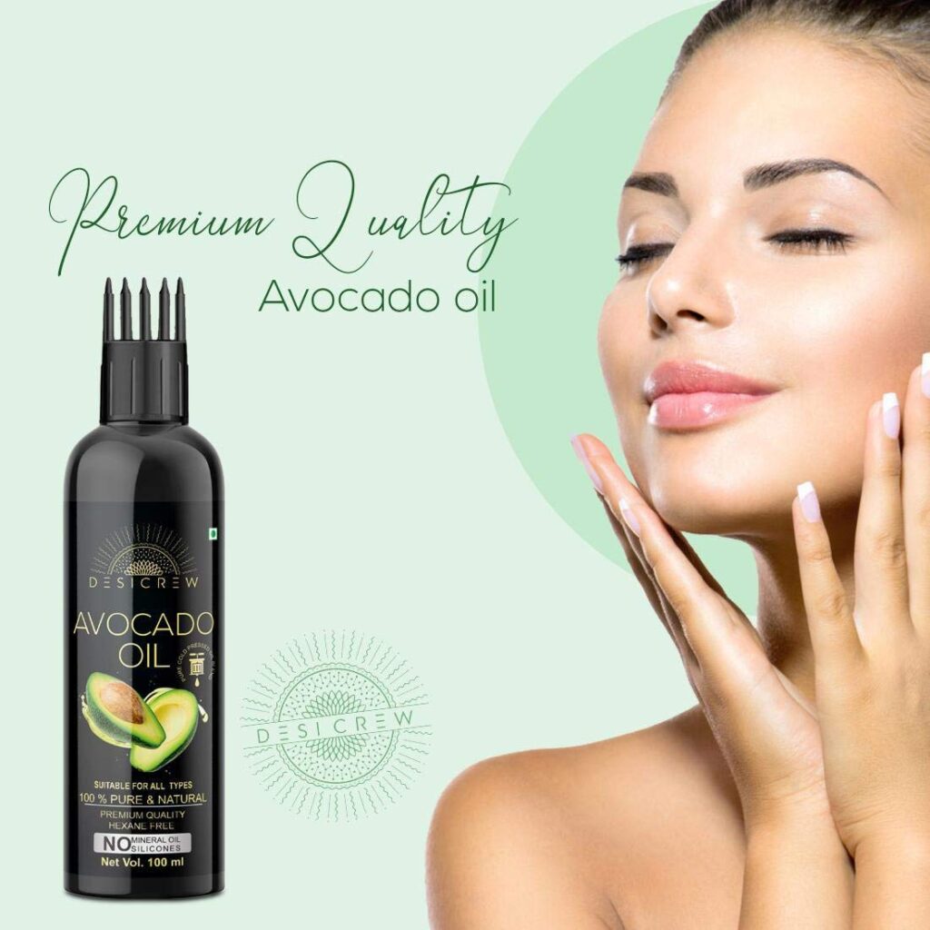 DESICREW 100% Pure Avocado Oil With Comb Applicator, Cold Pressed For Hair Growth, Anti Dandruff, 100ml