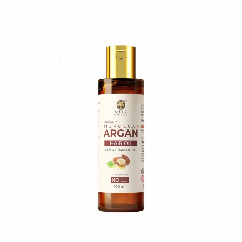 Khadi Organic Moroccon Argan Hair oil | Cold Pressed |100% Pure & Natural |For Silky Natural & Long Hair | No Mineral& Silicon 100ml
