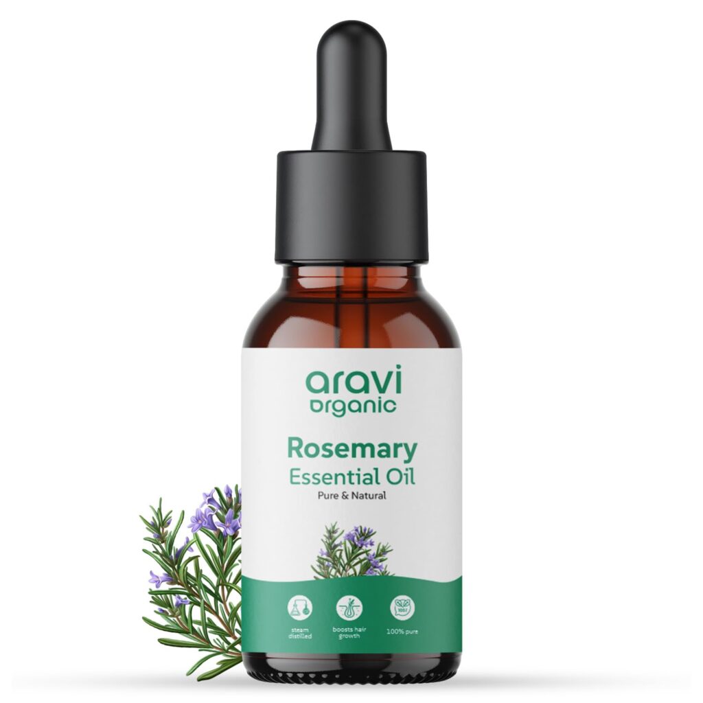 Aravi Organic Rosemary Essential Oil for Hair Growth, Quick Hair Growth for Women and Men - 100% Pure Rosemary Leaves Oil - 15 ml