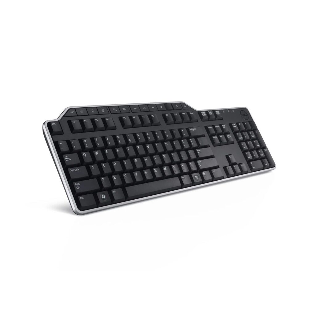 Dell KB522 Business Wired Keyboard, Quiet Acoustics, 7 Programmable Hot Keys, Multimedia Keys, Two USB Ports for Expanded Connectivity, Spill-Resistant & with Palm Rest - Black