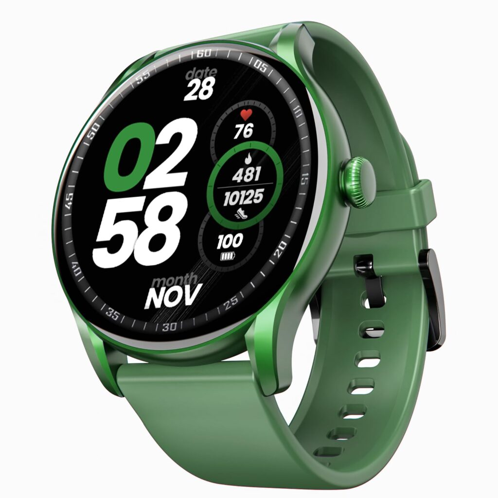 boAt Lunar Connect Ace Smart Watch w/ 1.43" (3.6 cm) AMOLED Display, Bluetooth Calling, 100+ Sports Mode, Music and Camera Control, Up to 7 Days Battery Life, IP68, HR&SpO2 Monitoring(Pine Green)