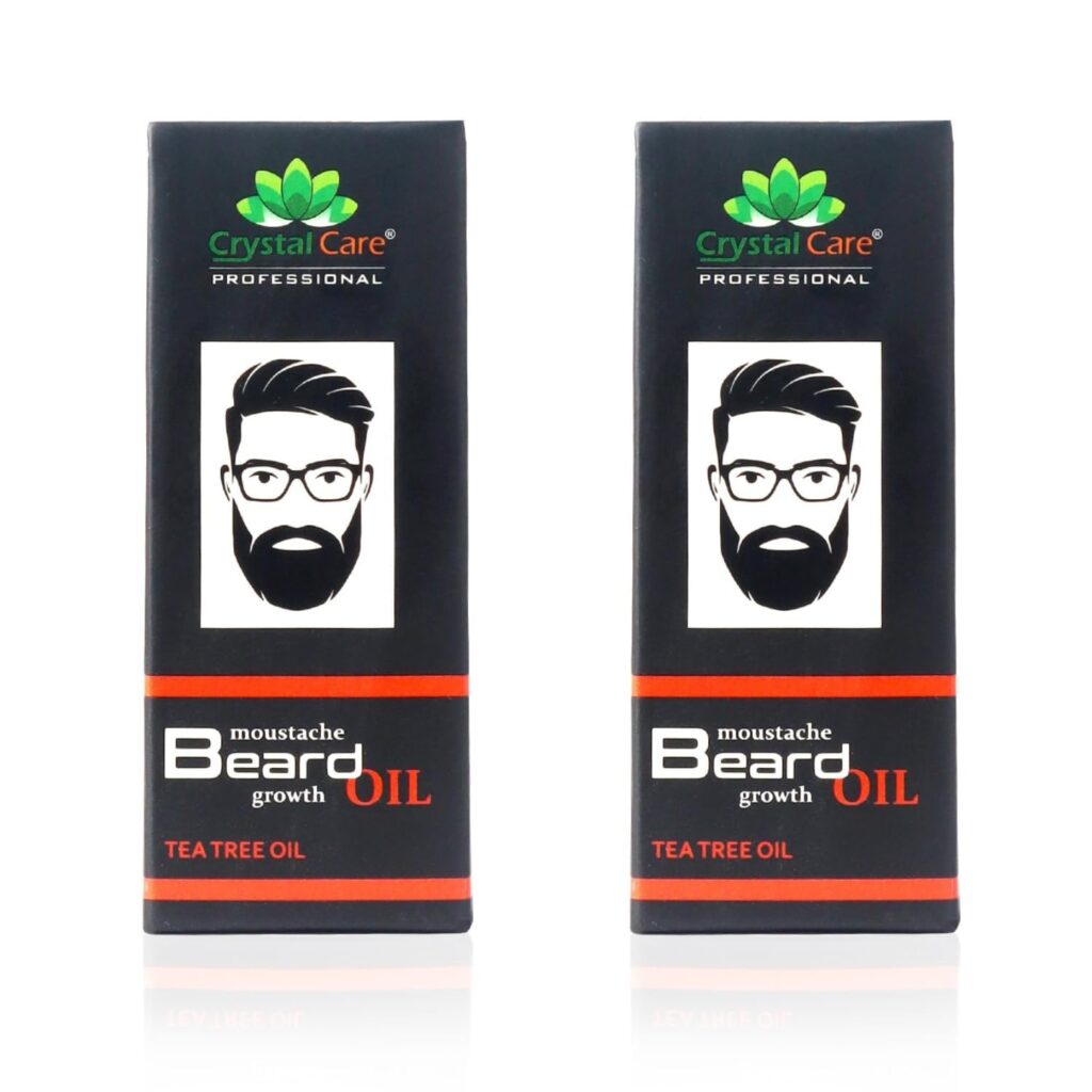 CRYSTAL CARE Beard and Moustache Oil, | Beard Oil for men | Non-Sticky, Light; Almond Oil, Aloe vera, Vitamin E, Shiny Nourished Beards| Pack of (2)