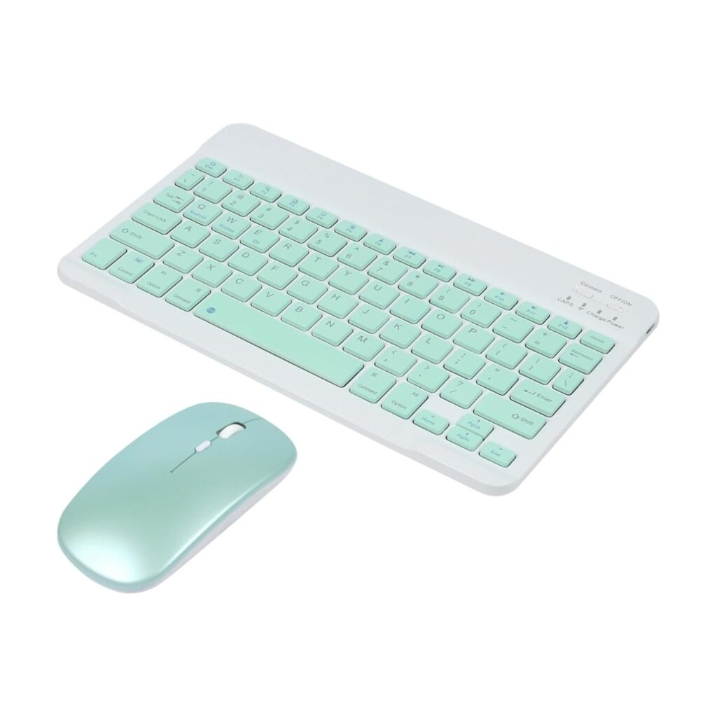 Bluetooth Keyboard and Mouse Combo Ultra-Slim Portable Rechargeable Compact Wireless Mouse Keyboard Set for Pad/iPad Pro/iPad Mini/iPad Air Mac OS,Android Windows iOS and Above(Green)