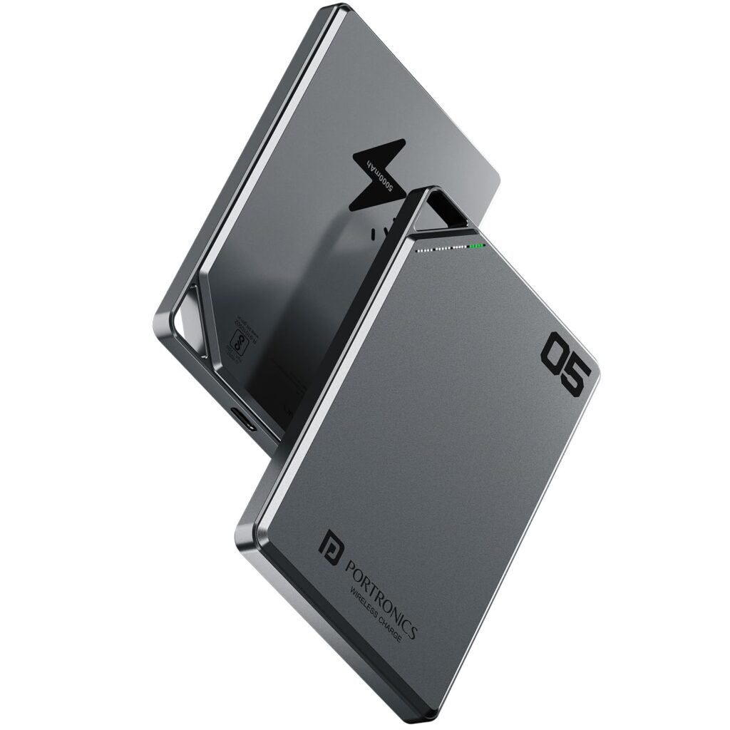 Portronics Boosty 5k 5000mAh 15W Wireless Magnetic Fast Charging Nano Powerbank, Metallic Finish, 20W Type C PD Output, Light Weight, Compatible with iPhone 12 Above, Other Qi Enabled Devices