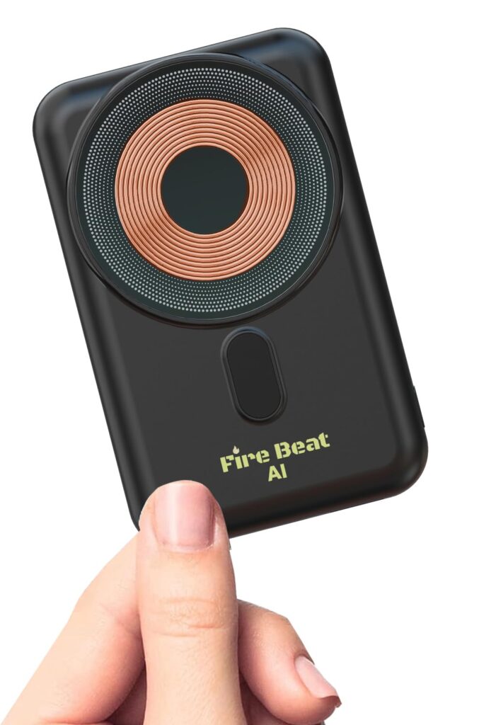 Fire Beat Slim Magnetic Wireless Powerbank Explosion Safe 10000mAh Mag AI Safety Fast Charging 15W Wireless Charging and 22.5 W Cable Charging Speed (with Stand)