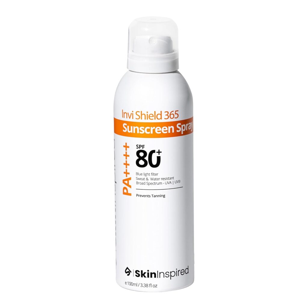 SkinInspired Invi Shield 365 Body Sunscreen Spray SPF 80+ PA++++ | Ultra-Light, Quick-Absorbing, Non-Greasy Sun Protection | No White Cast, Water & Sweat Resistant | Broad Spectrum UV & Blue Light Defense | 100ml