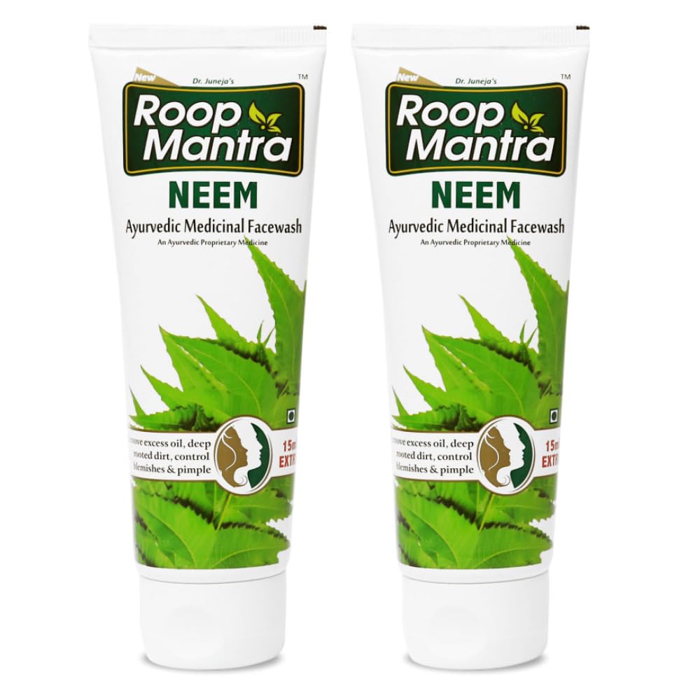 Roop Mantra Ayurvedic Neem Face Wash for Oily & Acne Prone Skin | Oil Control, Remove Impurities And Prevents Pimples For Men & Women 115ml (Pack of 2)
