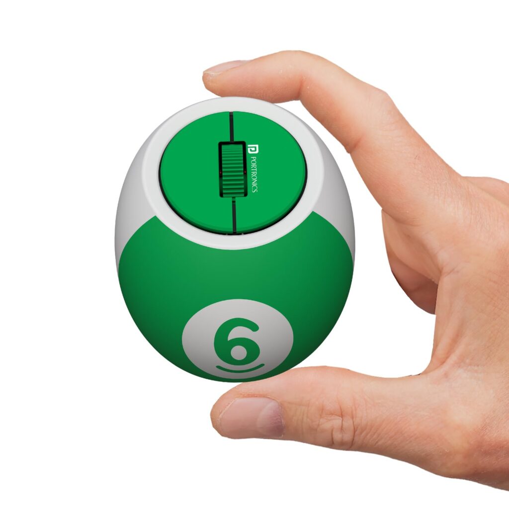 Portronics ToadPlay Billiard Mini Wireless Bluetooth Mouse with Dual Wireless Connectivity (BT + 2.4 GHz), Rechargeable Battery, Noise-Free Clicking, Multi-Device Pair, Adjust Sensitivity (Green)