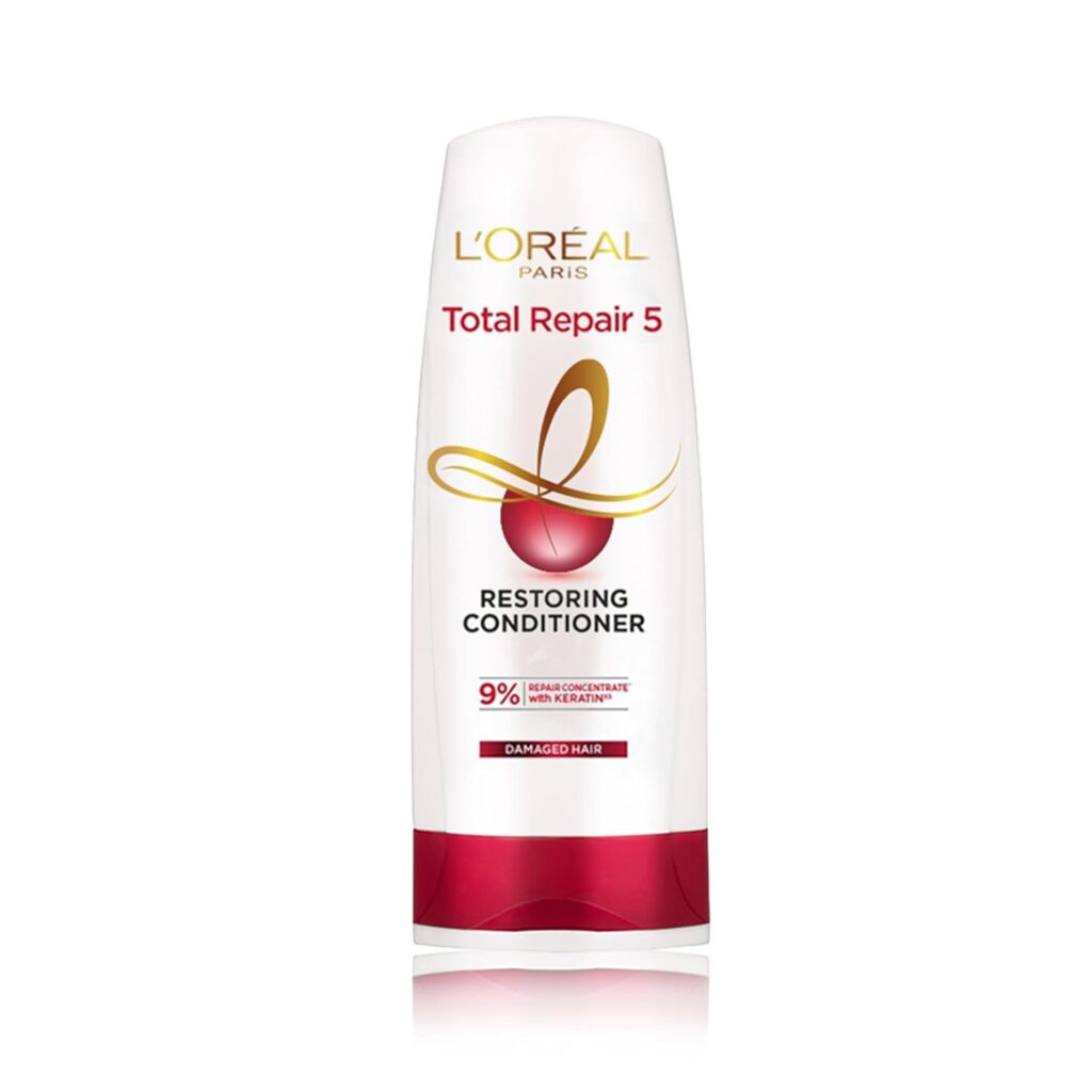 L'Oreal Paris Total Repair 5 Conditioner For Damaged Hair | Powered by Keratin XS Technology| Fights 5 Signs of Hair Damage- Frizz, Breakage, Dryness, Stiff Hair, and Split end - 180 ml
