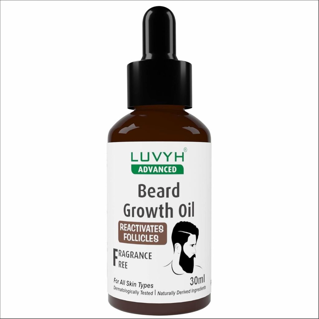 Luvyh Beard Growth Oil for Men|Beard Nourishment & Strengthening | Fluffier & Shinier Beard | Thicker and Healthier Beard Growth |Non-Sticky |No Harmful Chemicals | For Men All Hair Type-30 ML