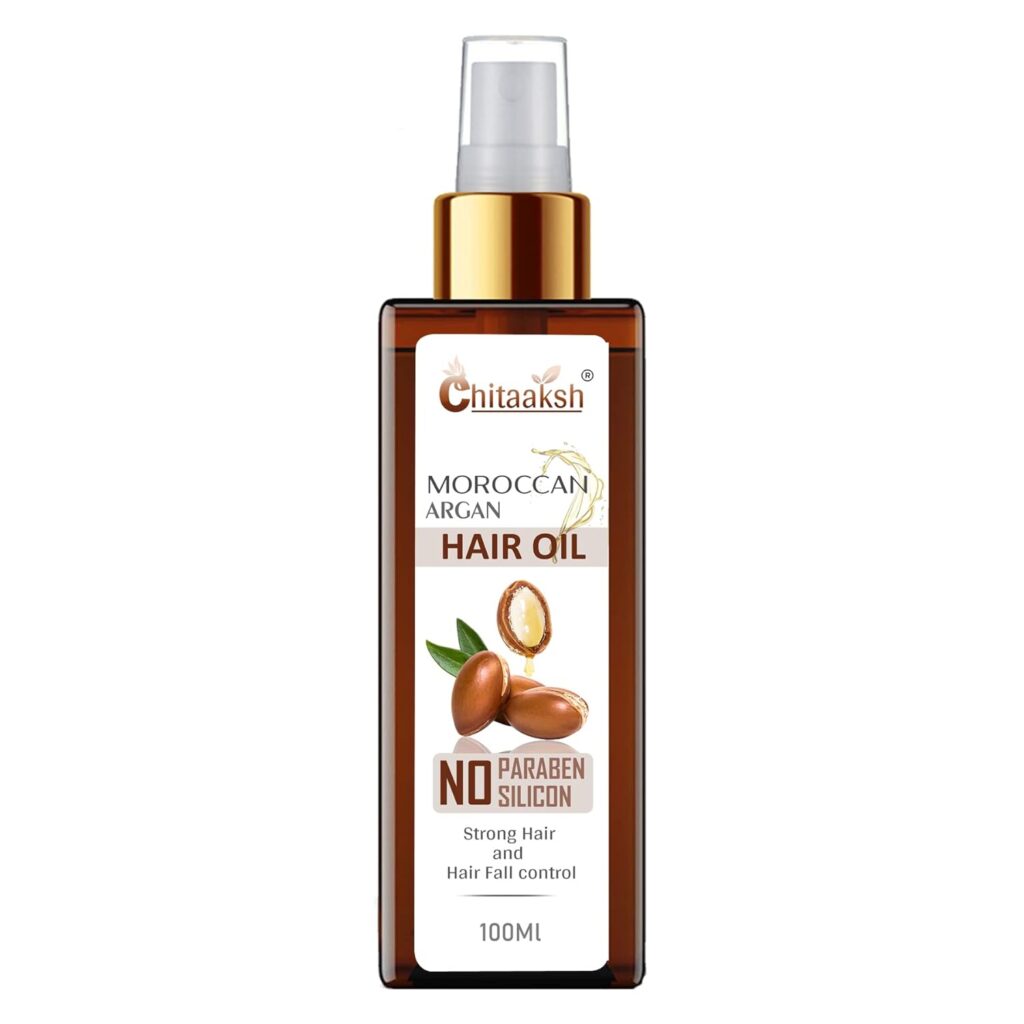 Chitaaksh Argan Hair Oil With Argan, Jojoba, Rosemary & Castor Oil To Strengthen Dull & Dry Hair | Helps Control Hair Fall & Promotes Hair Growth | Paraben & Sulphate Free | Vegan 100 Ml