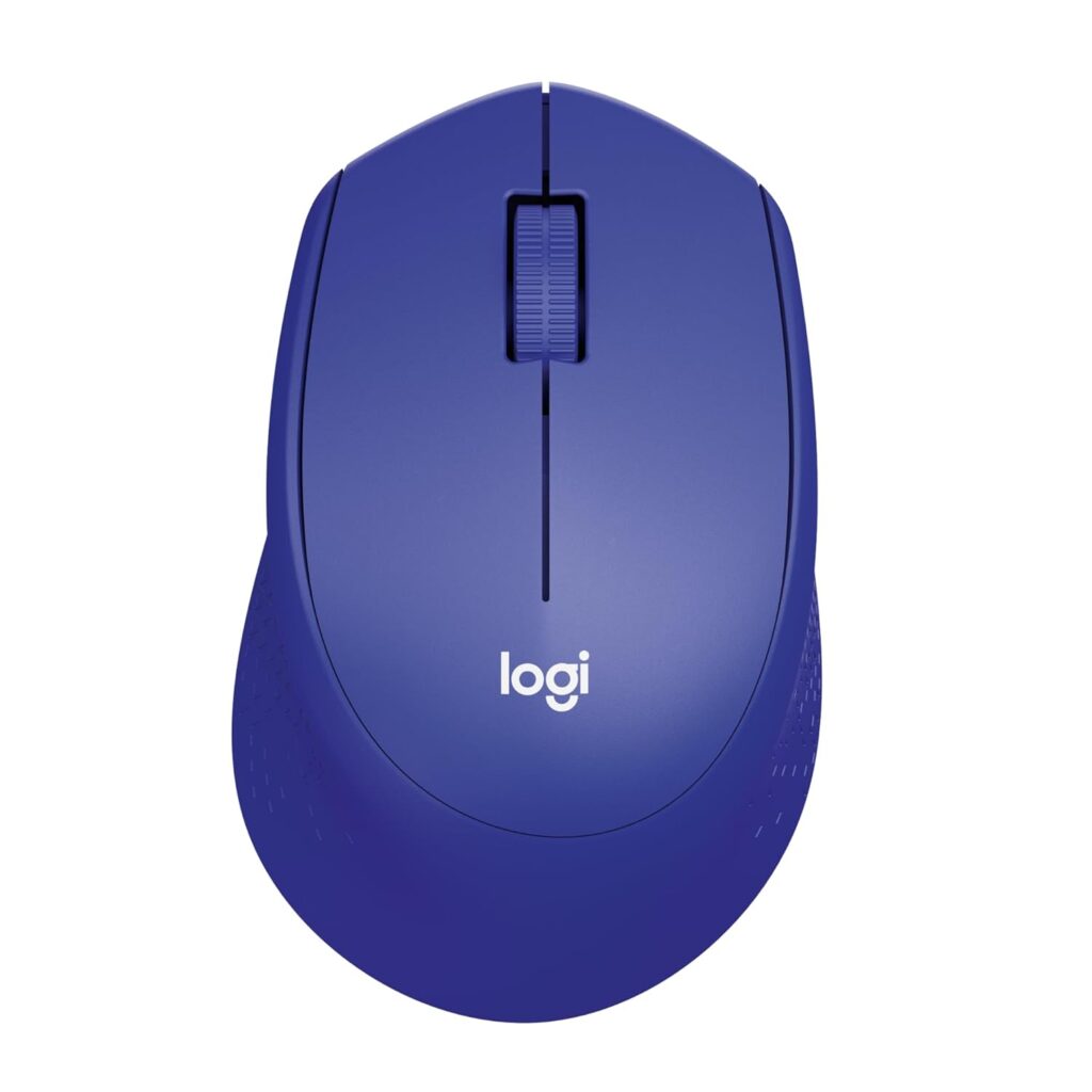 Logitech M331 Silent Plus Wireless Mouse, 2.4GHz with USB Nano Receiver, 1000 DPI Optical Tracking, 3 Buttons, 18 Month Life Battery, PC/Mac/Laptop - Blue