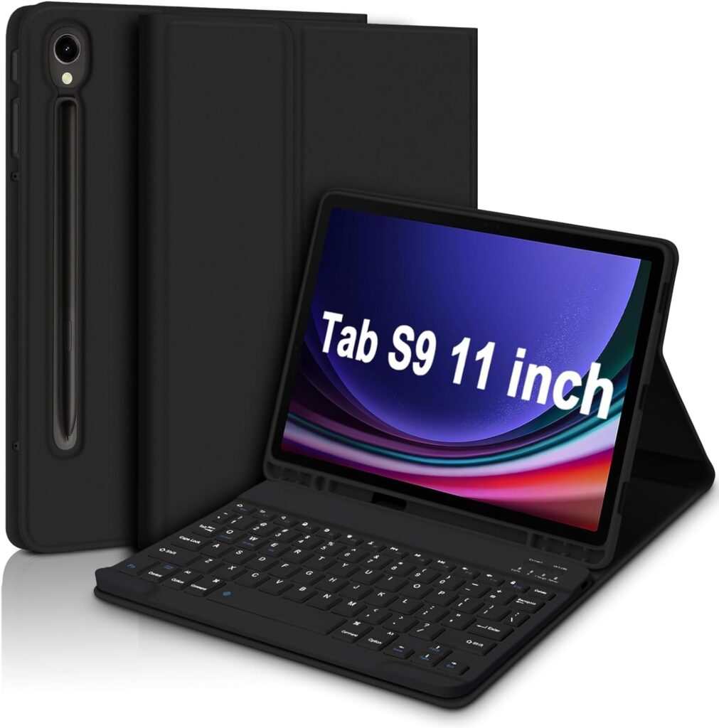 typecase Keyboard Case for Samsung Galaxy Tab S10 FE (10.9), S9 (11) & S9 FE (10.9) with S Pen Holder, 3-Viewing Angle, Slim Lightweight Detachable Wireless Bluetooth Keyboard Cover (Not Fit to S10)