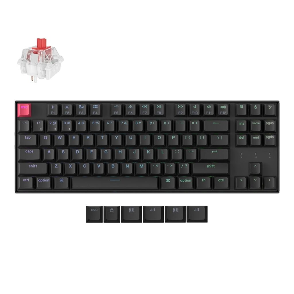 Keychron K8 QMK TKL Wireless Mechanical Keyboard with Hot-swappable Super Red Switch, Bluetooth 5.2/Wired, RGB Backlit Shine-Through PBT Keycaps for Mac/Windows/Linux (Version 2)