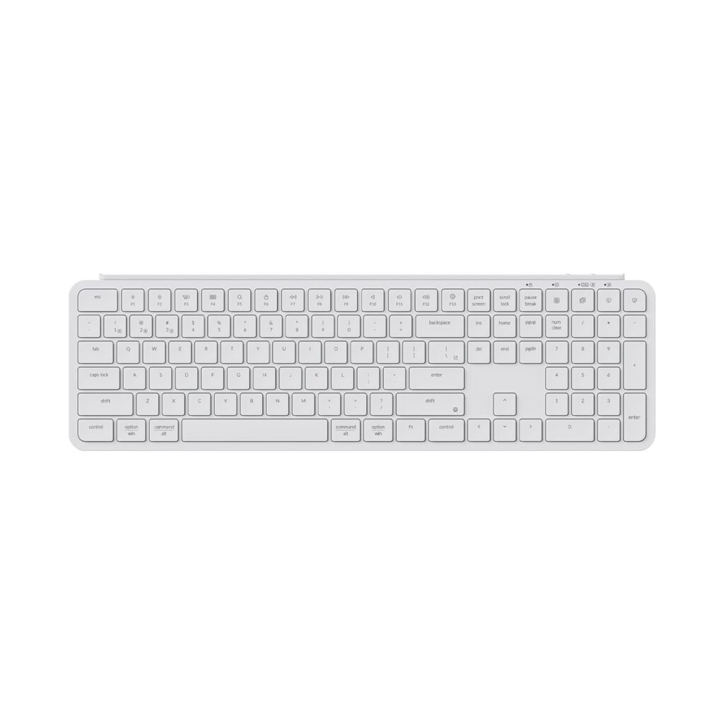 Keychron B6 Pro Ultra-Thin Wireless Keyboard, Full-Size QMK with Numeric Keypad Quiet Typing, 2.4 GHz/Bluetooth 5.2/Wired Connection Long Battery Life, Compatible with Mac Windows Linux - Ivory White