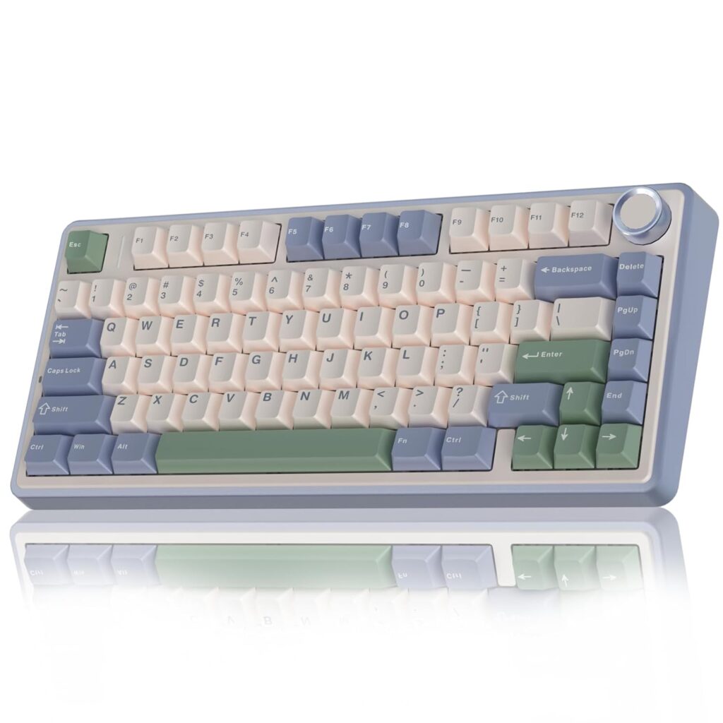 AULA F75 75% Wireless Mechanical Keyboard | Hot Swappable | Pre-lubed Linear Switches | RGB Backlit | 2.4GHz/Type-C/Bluetooth Gaming Keyboard (Cedar Green, Reaper Switch)