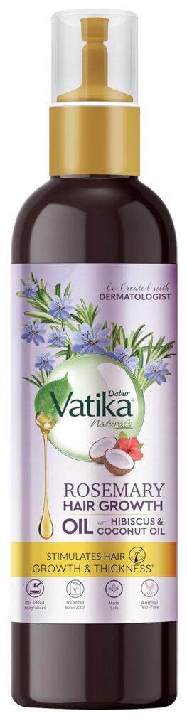 DABUR Vatika Rosemary Hair Growth Oil With Hibiscus & Coconut Oil - 100Ml | Stimulates Hair Growth And Thickness | Reduces Hair Fall | Co-Created With Dermatologist | No Mineral Oil |Animal Test Free
