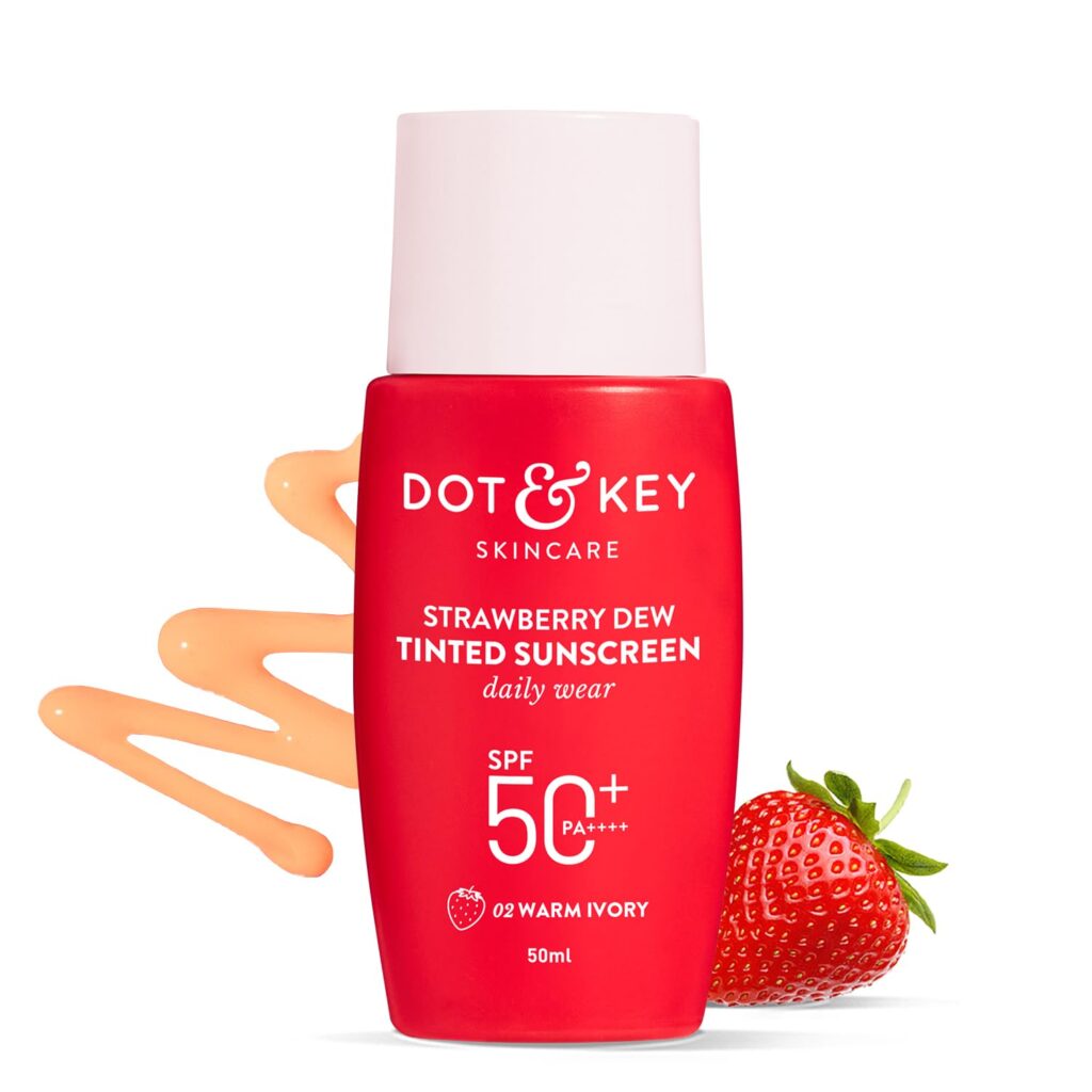 Dot & Key Strawberry Dew Tinted Sunscreen SPF 50+ Pa++++ - 02 Warm Ivory | Protection Against UA/UB | Broad Spectrum, Water & Sweat resistant | For All Skin Types | 50ml