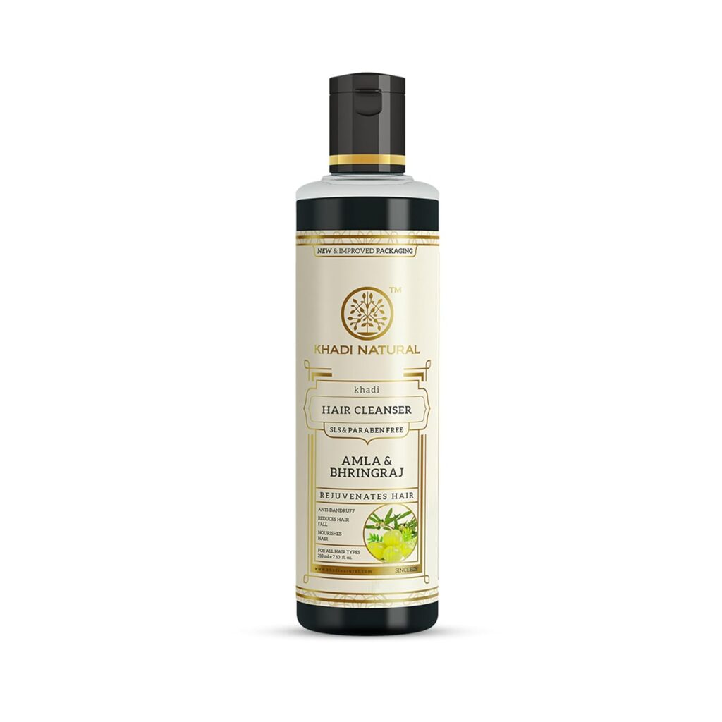 Khadi Natural Amla & Bhringraj Cleanser (Shampoo) | Controls Dandruff, Hair Fall | Reduces Scalp Irritation | Paraben and Sulphate Free | Suitable for All Hair Types | 210ml