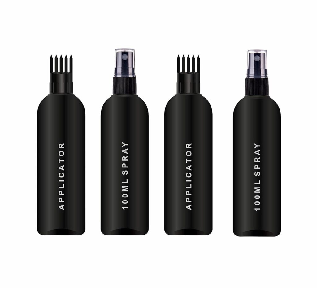 Indiana as offered by nature Hair Root Applicator Bottle With Comb And Mist Spray For Applying Hair Oil, Perfect For Rosemary, Perfume, Rosewater, Travel Friendly 4 Pcs