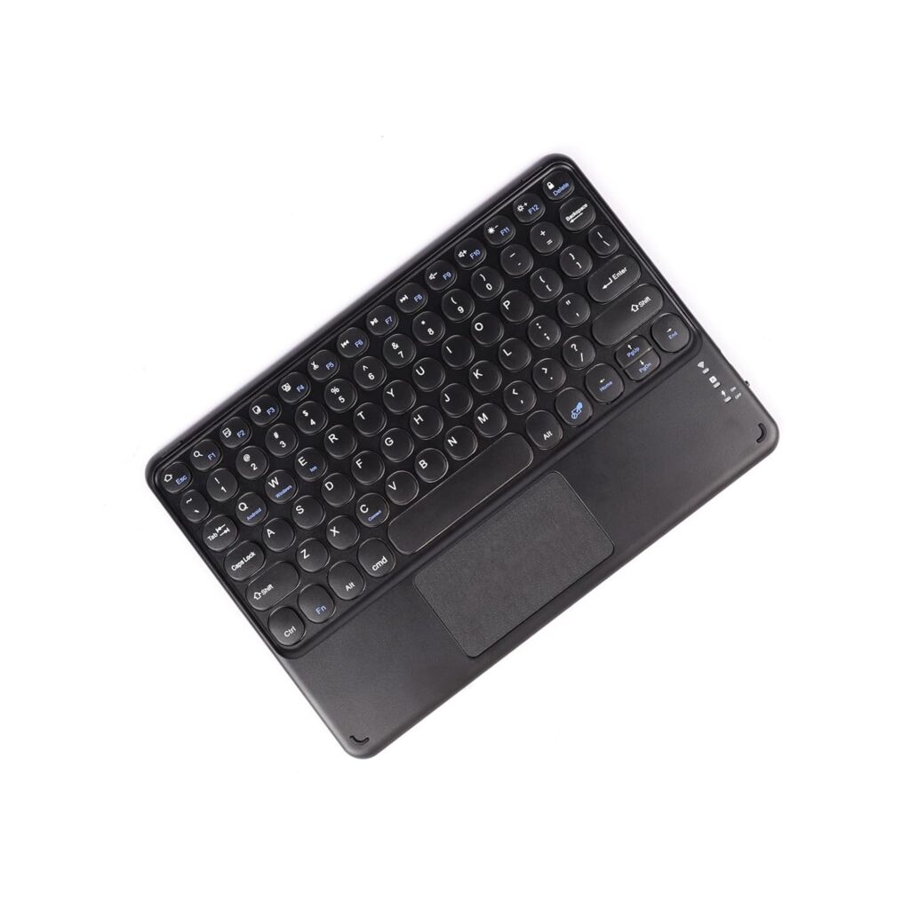 Sunffice Wireless Bluetooth Keyboard, 10-inch Portable Rechargeable Keyboard with Touchpad Ultra Thin Small Bluetooth Keypad for iOS/Android/Windows Tablet, Computer and Phone Universal(Black)