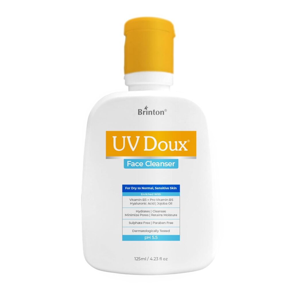 UV Doux Face Cleanser for Dry, Normal & Sensitive Skin | With Hyaluronic Acid, Jojoba Oil & Niacinamide | Benzene-Free | Deep Cleanses, Hydrates & Removes Makeup | 125 ml