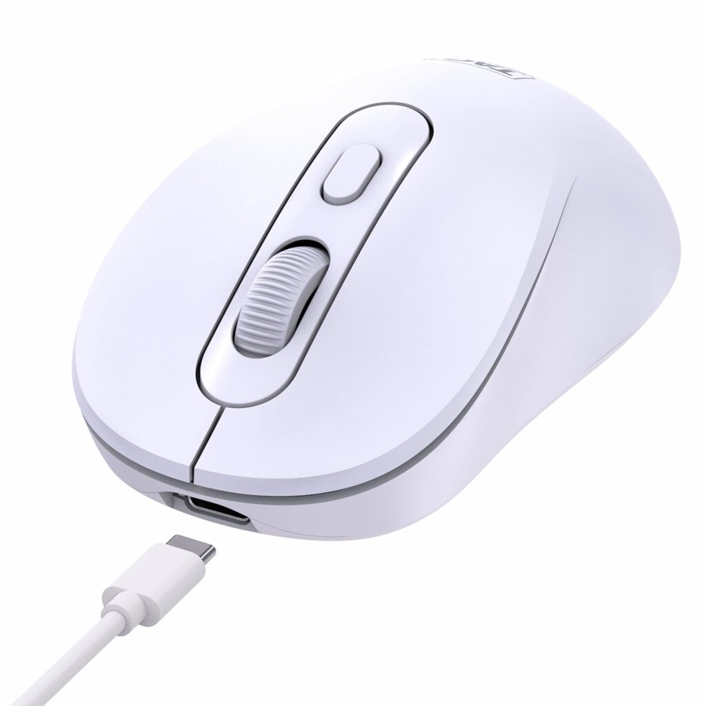 TAG WM900 White Wireless Mouse, 2.4GHz + Bluetooth, Silent Clicks, 10m Range, Type-C Charging, Adjustable DPI (800/1200/1600), 72 Hours Usage, for PC/Mobile/Tablet, Supports Windows/Mac/Linux/iOS