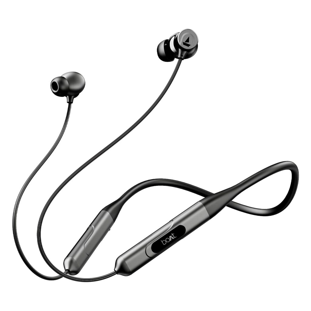 boAt Rockerz 255 ANC,100HRS Battery,Spatial Audio,ANC(~32Db),Fast Charge(10Mins=24HRS),3Mics Aienx,13Mm Drivers,Power Earbuds,Bluetooth Neckband,in Ear Wireless with Mic Earphones (Raven Black)