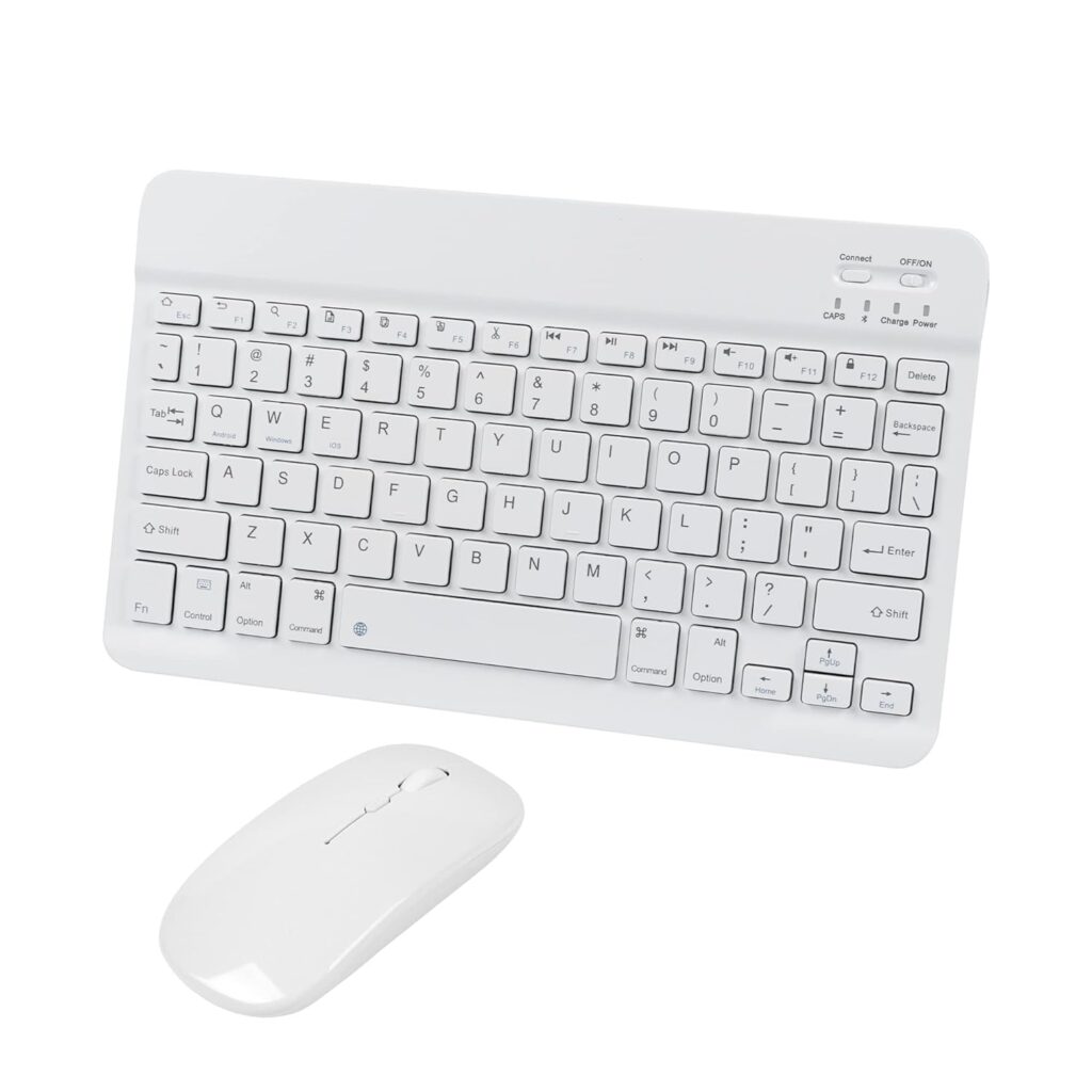 Bluetooth Wireless Keyboard and Mouse Combo,Ultra-Slim Ergonomic Small Rechargeable Bluetooth Keyboard Mouse Set for Apple iPad iPhone Samsung Tablet Phone Android PC Computer Mac Smartphone(White)