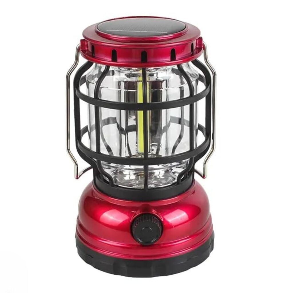 Kreshu High Capacity Portable Lanterns with Metal Handle and Rechargeable Solar Panal | Ultra Bright LED Light with USB Charge Input Output Camping Lightweight Power Bank for Outdoor (Multicolor)